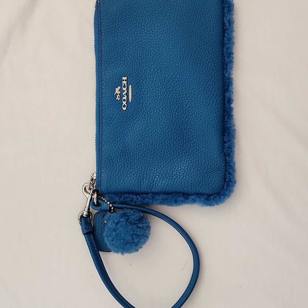 Coach peacock blue wristlet